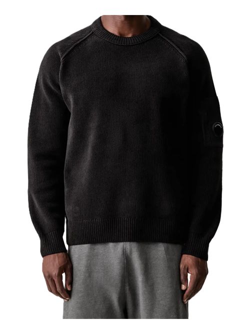 chenille cotton crewneck lens sweater C.P. COMPANY | 21CMKN196A-005558G999 BLACK